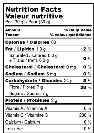 Dehydrated lemons - Nutrition Facts