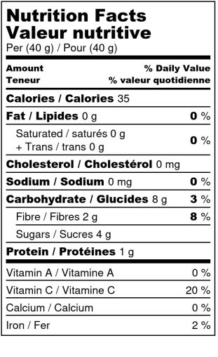 Dehydrated raspberries - Nutrition Facts